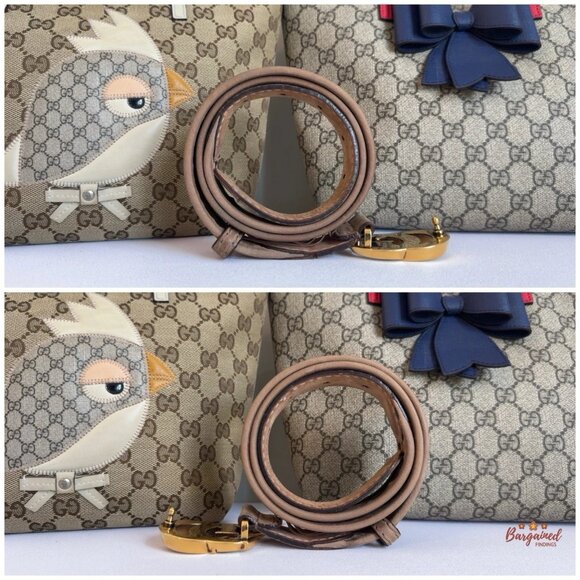 Authentic GUCCI Brown Monogram Canvas Gold double G Buckle Belt 85/34 - Picture 9 of 13